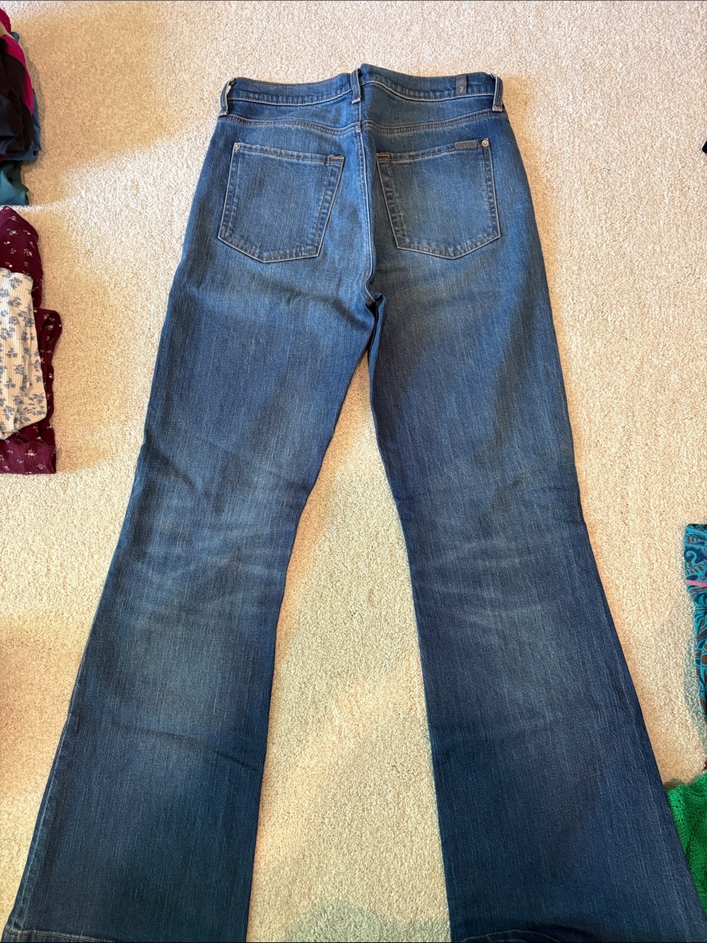 7 For All Mankind Women's Blue Flared Jeans - Picture 2 of 2